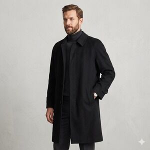 Vintage Hart Schaffner & Marx Coat Mens 48L Brown Wool Overcoat Made USA 90s